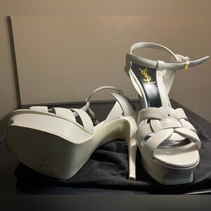 White YSL TRIBUTE SANDALS worn once size 42 fit true to size